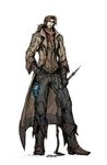  bad_id bad_pixiv_id banned_artist beard belt blue_eyes boots brown_hair buttons castlevania cross facial_hair full_body gloves hand_in_pocket holy_water julius_belmondo kurkoboltsi long_hair male_focus mustache neckerchief pants ponytail simple_background sketch solo trench_coat whip 