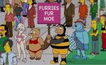  ape arthropod beaver bee bumble_bee bumble_bee_man clothed clothing costume english_text fat female fursuit hat hats insect lagomorph male mammal overweight primate rabbit rodent screencap sign skimpy text the_simpsons unknown_artist what 