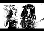  angry greyscale hair_over_one_eye high_contrast long_hair monochrome multiple_girls panty_&amp;_stocking_with_garterbelt panty_(psg) serious stocking_(psg) taichi_(tomo) 