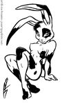  female joe_rosales lagomorph nude piebald rabbit solo 