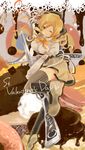  bad_id bad_pixiv_id beret blonde_hair boots breasts brown_legwear corset detached_sleeves drill_hair fingerless_gloves foreshortening gloves gun hair_ornament hairpin hat highres jusc0 large_breasts magical_girl magical_musket mahou_shoujo_madoka_magica one_eye_closed pleated_skirt puffy_sleeves ribbon rifle skindentation skirt smile solo striped striped_legwear thighhighs tomoe_mami twin_drills twintails vertical-striped_legwear vertical_stripes weapon yellow_eyes zettai_ryouiki 