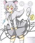  animal_ears grey_hair karamoneeze mouse_ears mouse_tail nazrin red_eyes solo tail thighhighs touhou 