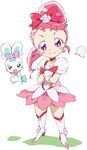  blush boots bow child choker chypre_(heartcatch_precure!) cosplay crossed_arms cure_blossom cure_blossom_(cosplay) face hanasaki_futaba heart heartcatch_precure! knee_boots magical_girl pink_bow pink_eyes pink_hair ponytail precure red_choker skirt smile umanosuke 