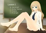  barefoot chalkboard copyright_request desk english ervin_(jennlung) feet necktie open_clothes open_shirt panties pantyshot shirt solo underwear 