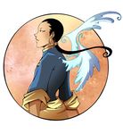  1boy black_hair chang_wufei chinese_clothes earrings gundam gundam_wing jewelry male male_focus solo wings 