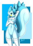  blue_eyes breasts female flat_chest long_tail mammal mnxenx001 nintendo nipples pachirisu pok&#233;mon pussy rodent small_breasts solo squirrel tail video_games 