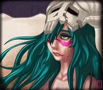  arrancar bleach crying desert espada green_hair grey_eyes hair_over_one_eye hollow long_hair neliel_tu_oderschvank nelliel_tu_odelschwanck neonirvana sad sand skull tear tears topless tree trees 