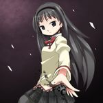  akemi_homura bad_id bad_pixiv_id black_eyes black_hair black_hairband hairband highres ikuya@ long_hair mahou_shoujo_madoka_magica mitakihara_school_uniform pantyhose school_uniform solo 