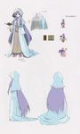  adapted_costume alternate_costume banpai_akira book character_sheet concept_art hood koumajou_densetsu multiple_views patchouli_knowledge pixel_art scan touhou turnaround 