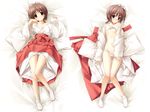  amatsume_akira bra breasts brown_hair flat_chest hashimoto_takashi japanese_clothes miko nipples panties panty_pull underwear yosuga_no_sora 