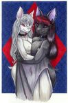  albino bat breast_squish breasts breasts_frottage collar couple female hug lesbian mercy-bat nude sara_palmer symmetrical_docking watermark 