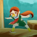  beak brown_eyes brown_hair commentary_request long_hair medli monster_girl ponytail rito solo the_legend_of_zelda the_legend_of_zelda:_the_wind_waker totoo 