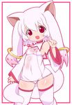  animal_ears bad_id bad_pixiv_id breasts bunny_ears cat_ears detached_sleeves fang kyubey long_hair mahou_shoujo_madoka_magica medium_breasts meiro_(yuu) one-piece_swimsuit personification pink_hair red_eyes school_swimsuit short_hair sideboob solo swimsuit tail thighhighs white_school_swimsuit white_swimsuit 