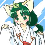  clothing female fox japanese_clothing kin-shun leaf mammal solo 