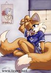  anthro bed canine crossgender female fox multiple_tails tail tailsko trarr 