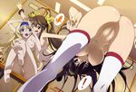  3girls ass bent_over blonde_hair breasts brown_hair cecilia_alcott highres huang_lingyin infinite_stratos large_breasts long_hair multiple_girls naked nude pussy shinonono_houki smile uncensored wink 