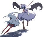  bad_id bad_pixiv_id bat_wings blue_hair boots dress hat knee_boots pink_dress red_eyes remilia_scarlet solo spear_the_gungnir taiga_mahoukan touhou wings 