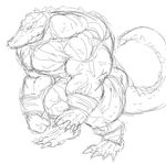  claws crocodile fangs male muscles nude reptile scalie sketch solo stagor55 standing tail 