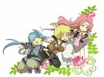  bad_id bad_pixiv_id blonde_hair blue_eyes blue_hair bow_(weapon) chester_barklight choker gloves green_eyes guy_cecil headband long_hair multiple_boys ponytail red_hair tales_of_(series) tales_of_phantasia tales_of_symphonia tales_of_the_abyss weapon yakigyouza zelos_wilder 