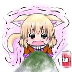  animal_ears blonde_hair can cat_ears cat_tail chibi extra_ears fang hoshizuki_(seigetsu) kemonomimi_mode mizuhashi_parsee open_mouth puru-see scarf solo tail tears touhou trembling 