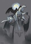  avian canine christina_crontiris moon night ratbat raven sword weapon wolf 