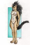  barbedstudios breasts female forceswerwolf mammal nipples nude plain_background porcupine pussy rodent solo suami white_background 