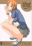  bangle bracelet brown_eyes cover cover_page doujinshi high_heels highres isao jewelry legs log_pose long_legs nail_polish nami_(one_piece) necktie one_piece open_mouth orange_hair sandals shoes short_hair skirt solo tattoo thighs toenail_polish 