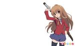  aisaka_taiga long_hair seifuku sword thighhighs toradora weapon white 