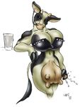  bottomless bovine breasts cow crotchboob female gideon hooves horns huge_breasts hyper irony lactating leather milk piercing solo udders 