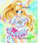  at_classics bow choker cure_rhythm hair_bow heart long_hair magical_girl marker_(medium) minamino_kanade musical_note precure sample solo staff_(music) suite_precure traditional_media white_choker 