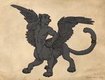  adam_wan feline male panther pose solo tail_band taur wings 