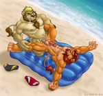  air_mattress anal anal_penetration beach bear beard biceps big_muscles cannot_unsee chest_tuft da_boz facial_hair feline fur gay inflatable lion male mammal muscles ocean pecs penetration penis public sea seaside sex speedo swimsuit tuft underwear water 