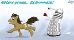  brown_hair dalek doctor_who doctor_whoof_(mlp) doctor_whooves_(mlp) english_text equine exterminate feral friendship_is_magic hair horse mad_eye male mammal my_little_pony pony solo text unknown_artist 
