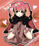  bad_id bad_pixiv_id bare_legs blush_stickers cape charlotte_(madoka_magica) heart highres mahou_shoujo_madoka_magica personification pink_hair sakurai_(yoso_no_ko) sleeves_past_wrists solo twintails 