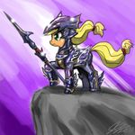  armor blonde_hair cliff equine female feral final_fantasy final_fantasy_iv friendship_is_magic green_eyes hair horse john_joseco kain_highwind legend_of_dragoon mammal my_little_pony polearm pony solo spear video_games weapon 