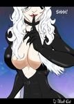  1girl big_breasts black_cat_(marvel) bodysuit breasts choker claws cleavage felicia_hardy highres large_breasts lipstick makeup supernova_(artist) white_hair 