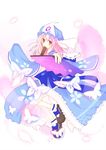  absurdres bug butterfly fan folding_fan ghost hat highres insect japanese_clothes long_hair petals pink_hair red_eyes saigyouji_yuyuko solo touhou yu_only_tea_gardens 