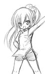  bad_id bad_pixiv_id bike_shorts child china_dress chinese_clothes cilfy dress fang greyscale hand_on_hip long_hair monochrome phantasy_star phantasy_star_portable_2 phantasy_star_universe ponytail sketch solo traditional_media 