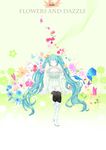  absurdres aqua_hair bad_id bad_pixiv_id boots bug butterfly closed_eyes flower hair_flower hair_ornament hatsune_miku he_ji_(ryou) highres insect long_hair petals sitting solo thighhighs twintails very_long_hair vocaloid 