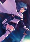  blue_eyes blue_hair cape gloves kurage_(kurakurapix) mahou_shoujo_madoka_magica miki_sayaka short_hair solo sword thighhighs weapon white_gloves 