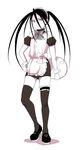  1boy androgynous apron black_hair bow choker crossdress crossdressing cuffs detached_sleeves envy envy_(fma) fullmetal_alchemist garters high_heels hiroshi_(kitaro) homunculus long_hair maid_headdress purple_eyes shoes thighhighs trap tray twintails waitress white_skin 