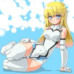  bad_id bad_pixiv_id blonde_hair blue_eyes busou_shinki dd_(ijigendd) doll_joints gradient_hair hand_on_hip long_hair lying mecha_musume multicolored_hair navel olbern on_side simple_background solo thigh_gap thighhighs wide_hips 