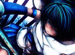  blood blue_eyes blue_hair mahou_shoujo_madoka_magica miki_sayaka otooto_kanata short_hair solo sword weapon 