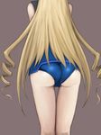  ass bare_legs bare_shoulders blonde_hair blue_leotard cameltoe cecilia_alcott drill_hair from_behind head_out_of_frame infinite_stratos kneepits leotard long_hair pilot_suit simple_background solo suzuki_(pixiv1277943) thigh_gap thighs trefoil 
