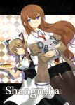  2girls amane_suzuha animal_ears blue_eyes braid brown_hair cat_ears long_hair maid maid_uniform makise_kurisu multiple_girls smile steins;gate twin_braids yellow_eyes 