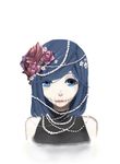  bad_id bad_pixiv_id blue_eyes blue_hair flower hair_flower hair_ornament jewelry meiko_(puua) necklace original solo stitches 