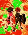  2boys character_request crossover gantz gantz_suit glasses h-gun hat headphones jacket multiple_boys orange_hair pop&#039;n_music pop'n_music sakurai_hiroto short_hair 