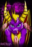  2009 bukkake cum cum_on_face disembodied_penis dragon gay horn licking little-sheep little_sheep looking_at_viewer male penis portrait purple_dragon spyro spyro_the_dragon tongue video_games wings 
