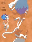  blue_eyes blue_hair cat darkstalkers dralam felicia_(darkstalkers) feline female hair muscles solo 