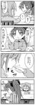  4koma blush candy chair comic eating feeding food greyscale highres indirect_kiss kamata_yuuya lollipop mahou_shoujo_madoka_magica md5_mismatch miki_sayaka monochrome multiple_girls sakura_kyouko table translated yuri 